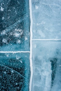 Minnewanka Gölü, Banff Ulusal Parkı, Kanada Buzu 'ndaki Geometrik desenler