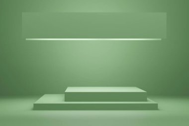 boş dikdörtgen podyum görüntüleme, kozmetik ürün 3d görüntüleme için nane rengi soyut sahne.