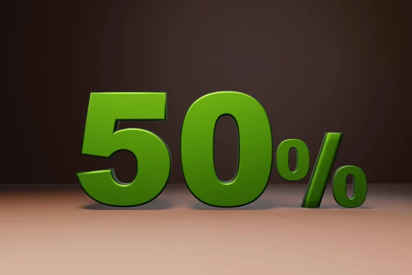 purchase promo marketing 50 percent off discount, favorable loan offer green text number 3d render.