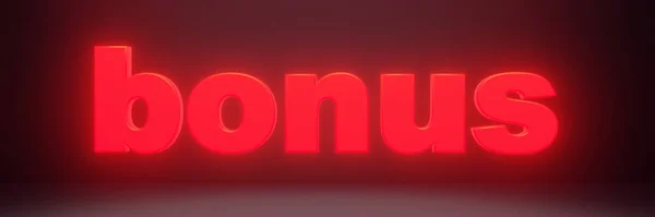 Bonus Roter Text Neonbeleuchtung Render Schriftzug Banner — Stockfoto