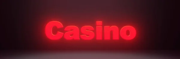 Casino Rojo Neón Iluminación Texto Render Lettering Web Discount Banner — Foto de Stock