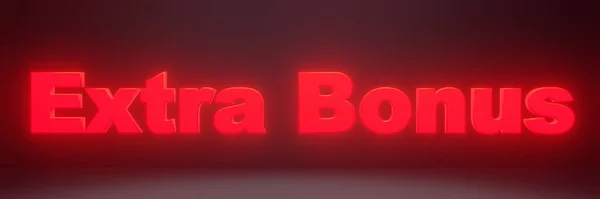 Bonus Extra Rosso Neon Illuminazione Testo Rendering Lettering Banner Web — Foto Stock