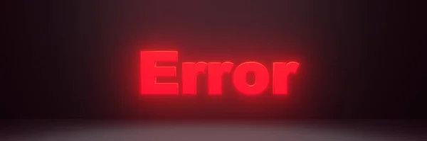 Fehler Rote Neonbeleuchtung Text Render Schriftzug Banner — Stockfoto
