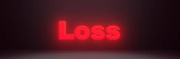 Ztráta Červené Neonové Osvětlení Text Vykreslování Nápis Nápis — Stock fotografie