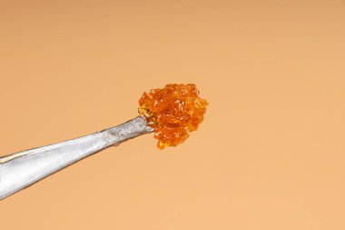 Esrarkeş dumanı için yüksek oranda marihuana içeren taze canlı reçine cilası. thc bütan özeti