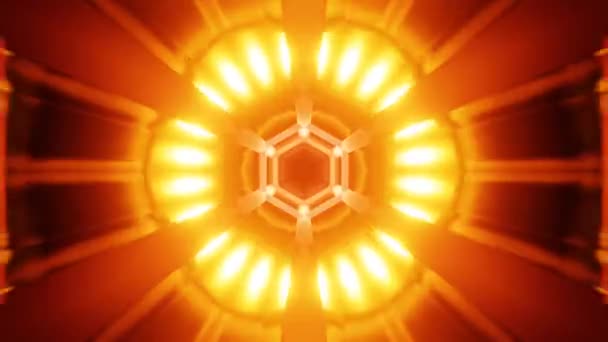 Fractal Túnel Sci Iluminação Vermelha Amarela Loop Render Imagens Alta — Vídeo de Stock