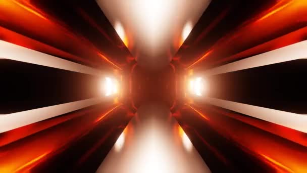 Rood Gele Laserstralen Energie Een Cyclische Loop Tunnel Abstracte Achtergrond — Stockvideo