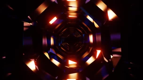 Cyber Kosmisk Sci Tunnel Med Reflekterande Belysning Högkvalitativ Film — Stockvideo