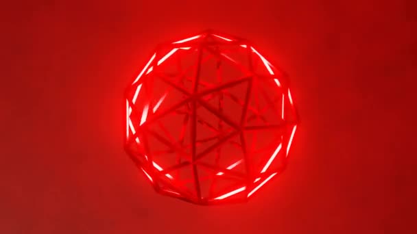 Red Shiny Embossed Cyber Ball Abstract Animation High Quality Footage — Stok video