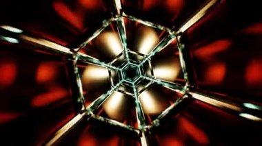 Sci-fi vj loop cosmic fractal hexagon geometric kaleidoscope. High quality 4k footage