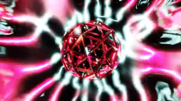 Vjループ音楽のための光テンプレートの輝く舌で球からの金属の輝き4Kアニメーション — ストック動画