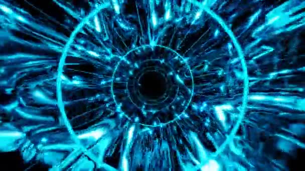 Blue Cosmic Cyber Tunnel Space Abstract Background Loop Template High — Stockvideo