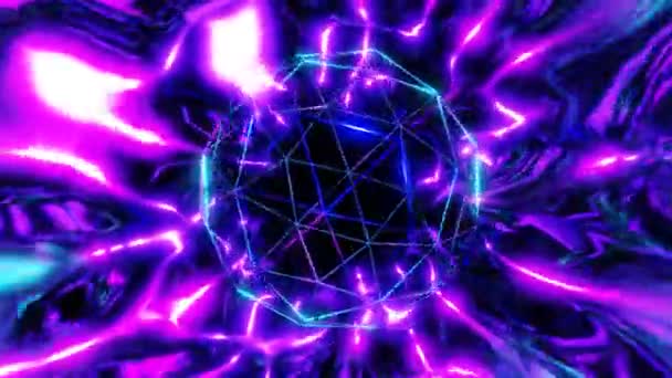 青紫色の抽象空間銀河の背景Vjループ上の多面体運動のボール 高品質4K映像 — ストック動画