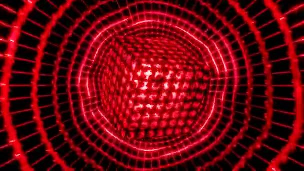 科幻隧道中的红色立方体 Vj循环复古霓虹灯风格 高质量的4K镜头 — 图库视频影像