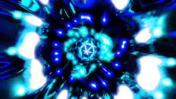 Цикл Синій Простір Оточений Згустками Енергії Високоякісні Кадри — стокове відео