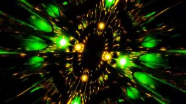 yellow green sci fi tunnel with a glow of lights vj loop animation. High quality 4k footage