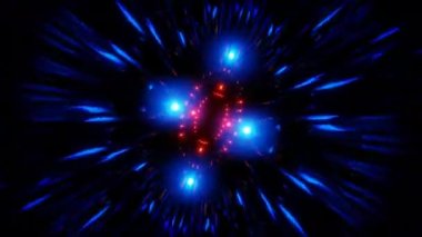 sci fi blue tunnel with red lights vj loop background. High quality 4k footage