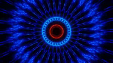 vj loop abstract blue red motion circle with flashes of neon lights. High quality 4k footage