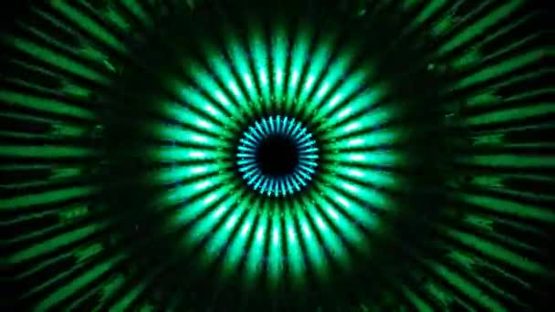 蓝色绿色旋转圆Vj环与辉光 高质量的4K镜头 — 图库视频影像