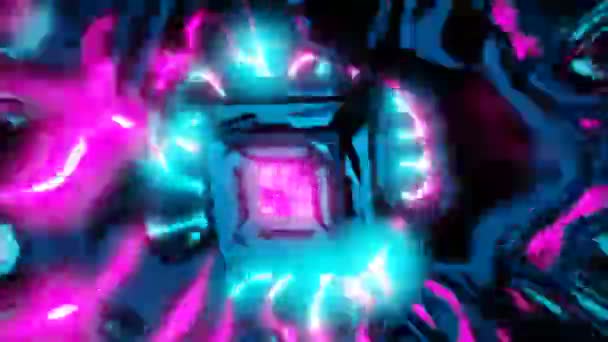 Энергия Sci Cube Потоках Света Loop Фон Высококачественные Кадры — стоковое видео