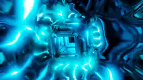 蓝色发光网络立方体与空间能量Vj循环背景 高质量的4K镜头 — 图库视频影像