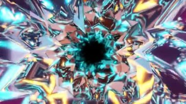 crystal diamond tunnel with sharp corners vj loop slow motion. High quality 4k footage