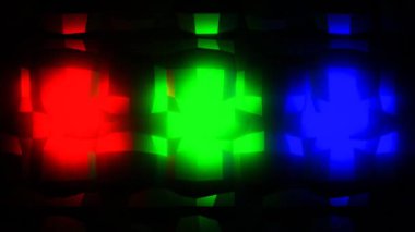 rgb color space lighting red green blue sphere in dark background 3d. High quality FullHD footage