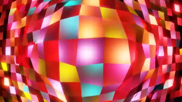 80S Disco Mosaic Sphere Texture Blurred Lighting Pixel Cubes High — 图库视频影像