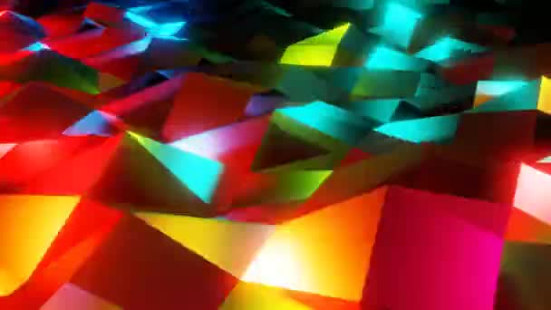 Glow Colorful Polygonal Geometric Floor Moving Music Dance Floor High — Vídeo de Stock