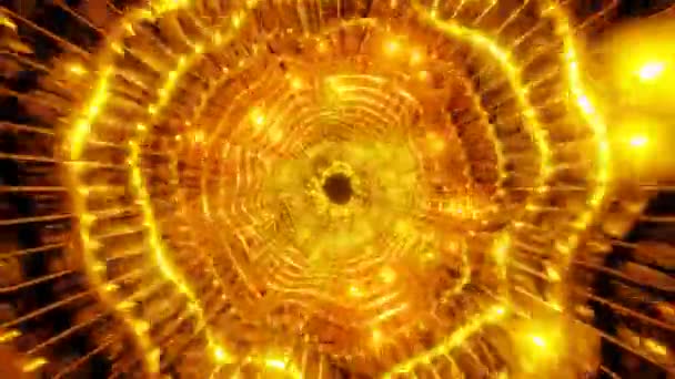 豪華な黄金の輝きの照明トンネルVjループの背景 高品質4K映像 — ストック動画