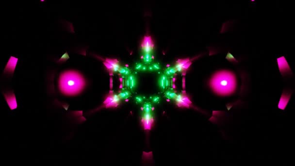濃いトンネルVjループの紫色の緑色の円の反射面元素 高品質4K映像 — ストック動画