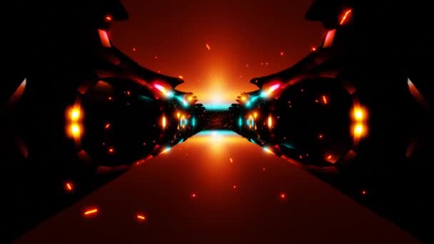 飛行粒子を持つ美しい宇宙反射Sfトンネル3D Vjループ 4K映像 — ストック動画