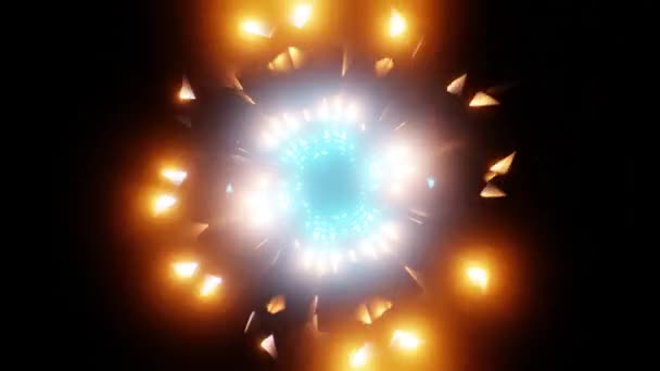 オレンジ色の閃光と輝く光のトンネルVjループ 高品質4K映像 — ストック動画
