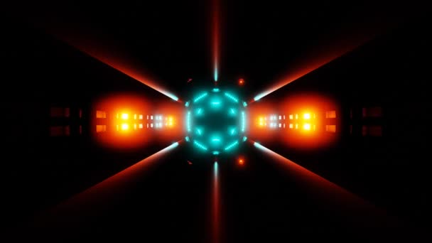 Sci Orange Blue Vibrating Light Bursts Flashes Glow Loop Background — Stockvideo