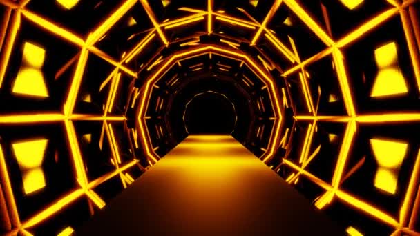 黄色の円トンネル内の黄金の光Vjループ抽象的な背景 高品質4K映像 — ストック動画