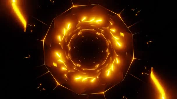 Abstract Orange Rotating Circle Tunnel Flashing Light Loop High Quality — Stock video