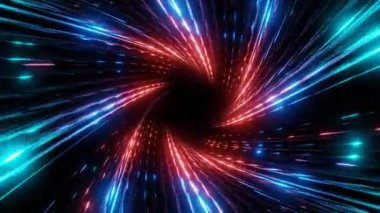 red blue sci-fi space spiral tunnel abstract background vj loop. High quality 4k footage