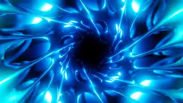 Blue Flashing Light Futuristic Spiral Tunnel Loop Background Audio Visualization — Vídeos de Stock