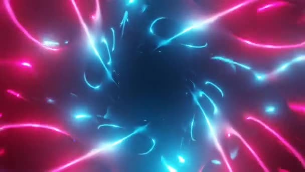 渦巻トンネル内の紫青の電気エネルギーVjループ3D背景 4K映像 — ストック動画