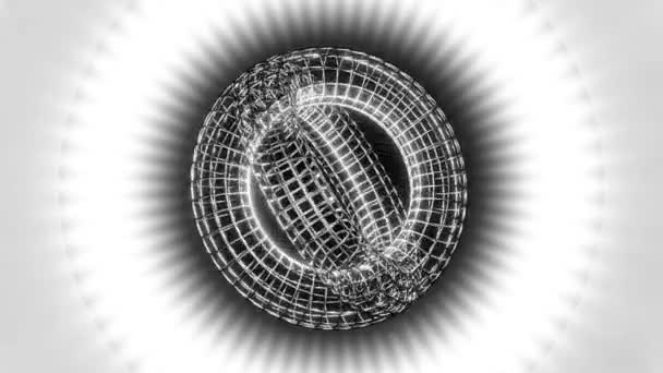 Silver Rotating Torus Figure Gray Background Loop Abstract Background High — 비디오