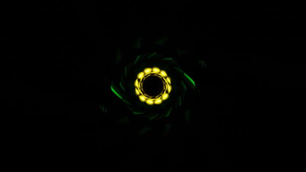 Абстрактный Фон Медленного Красочного Светящегося Кольца Темном Цикла Высококачественные Кадры — стоковое видео