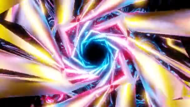 Красочный Экипаж Спиральной Линии Туннеля Абстрактный Фон Петли Высококачественные Кадры — стоковое видео