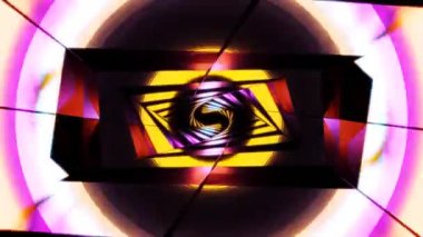 colorful flashes of light in an abstract twisted cube space tunnel vj loop music background 4k 