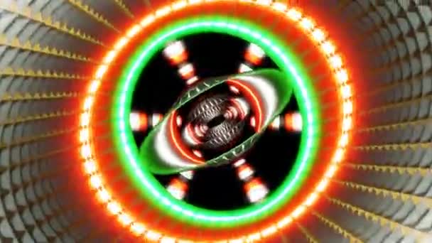 Loop Green Orange Oval Shining Space Tunnel High Quality Footage — Video Stock