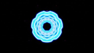 blue neon mirror circle fractal tunnel vj loop. High quality 4k footage