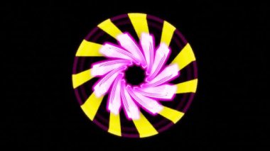 Neon halka vj döngüsünde soyut mor sarı çizgiler. Yüksek kaliteli FullHD görüntüler