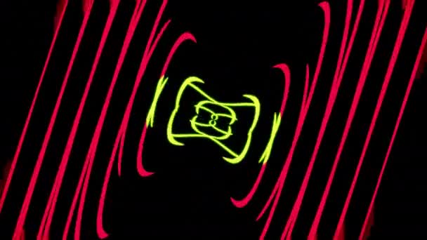 Rood Groen Vloeiende Gloeiende Lijn Donker Loop Abstracte Achtergrond Hoogwaardig — Stockvideo