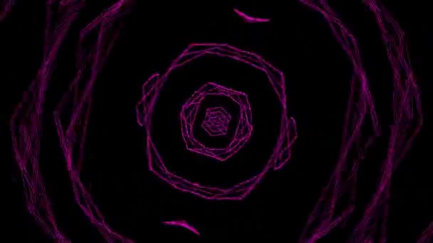 Loop Purple Neon Fractal Explodes Dark High Quality Footage — Vídeo de Stock