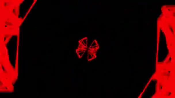 Vj循环红色分形在黑暗中爆炸 高质量的4K镜头 — 图库视频影像