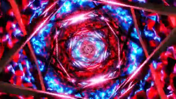Loop Sci Mirror Digital Tunnel Red Blue Light Event Animation — ストック動画